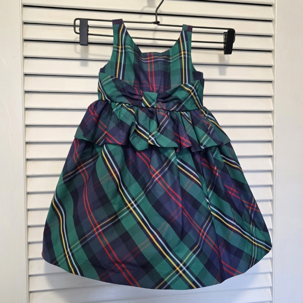Janie and Jack Plaid Dress 18-24 mo. Green, Blue, Red & Yellow Plaid EUC